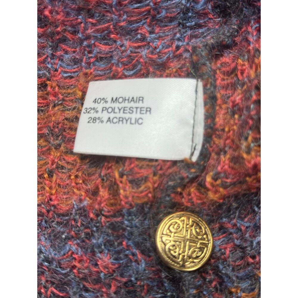 Vintage 90s Equorian Heritage Mohair Cardigan Size Large Celtic Gold Buttons - Picture 8 of 8